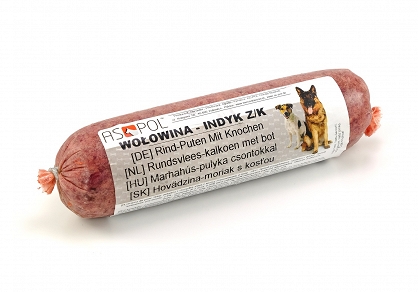 Wołowina-indyk z kością dla psów1 kg